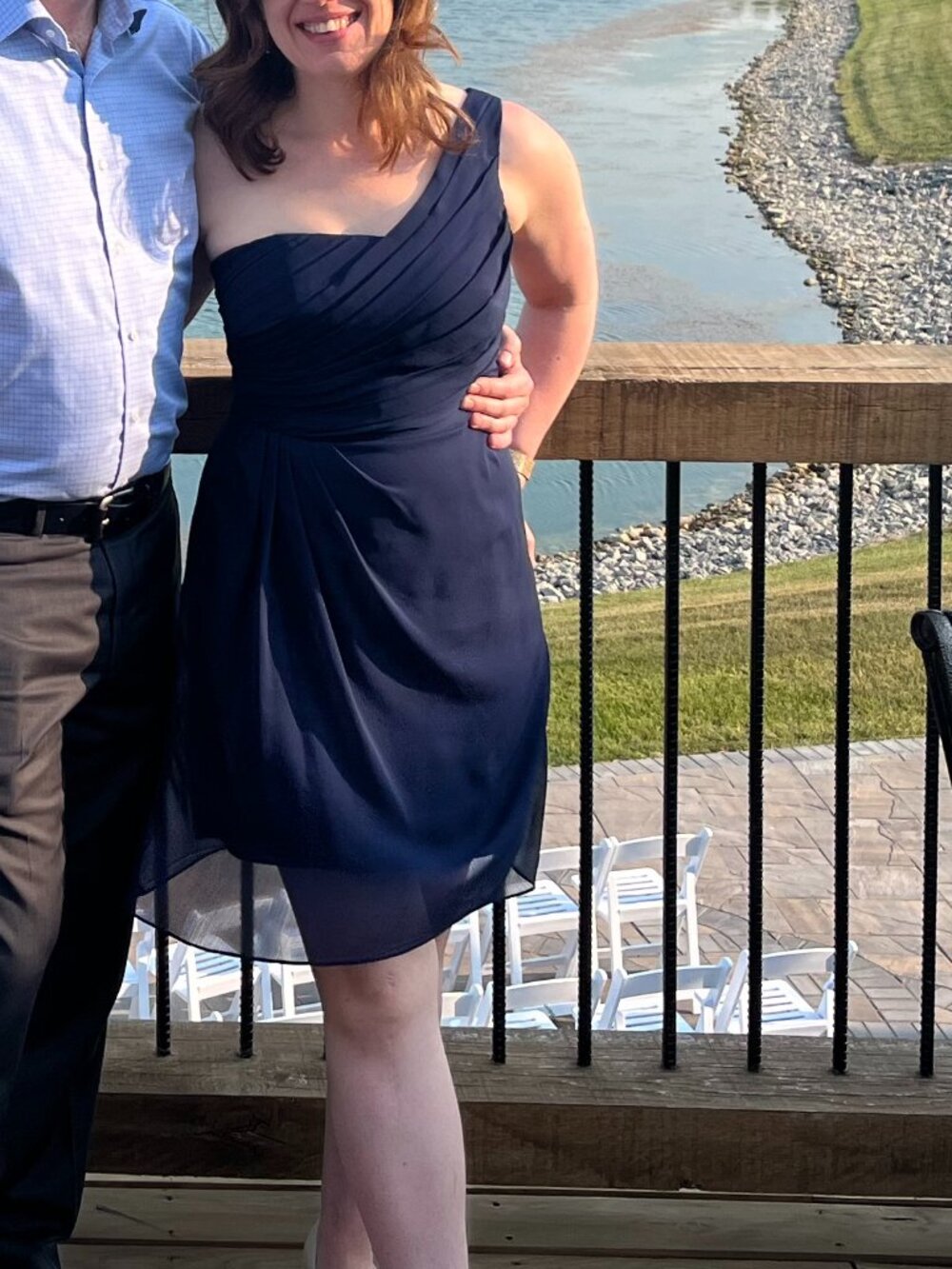 Navy Blue One Shoulder Short Bridesmaid Dress